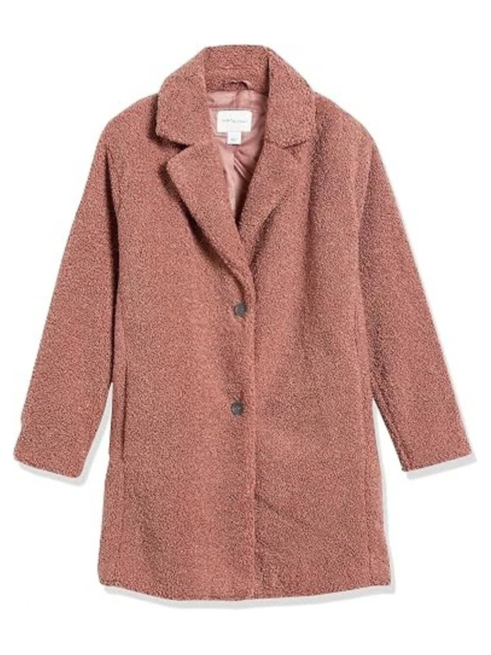 Daily Ritual Pink Rose Teddy Bear Fleece Oversized Sherpa Coat Jacke